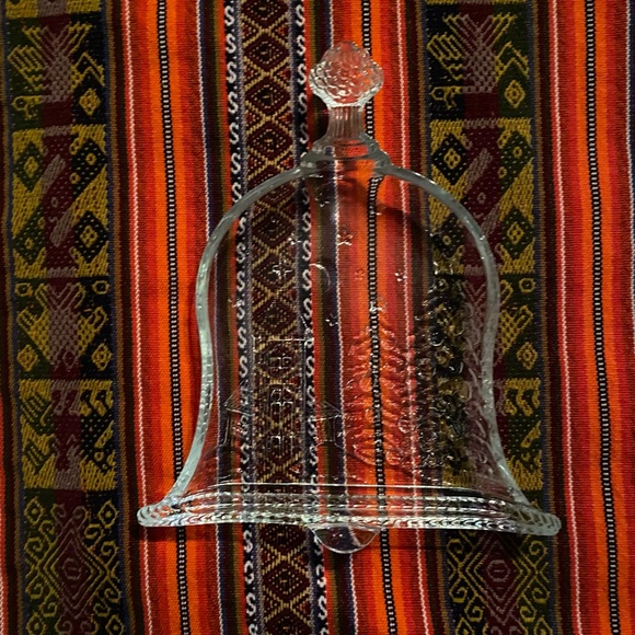 Vintage Christmas 🎄 Scene Bell Shaped Clear Glass Candy Dish - Picture 14 of 16